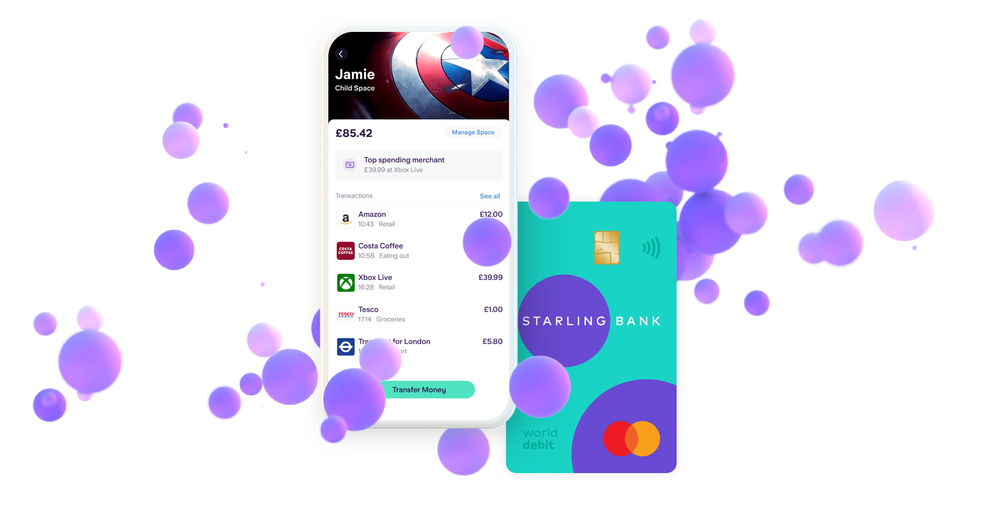 Kite bank account card and app screen