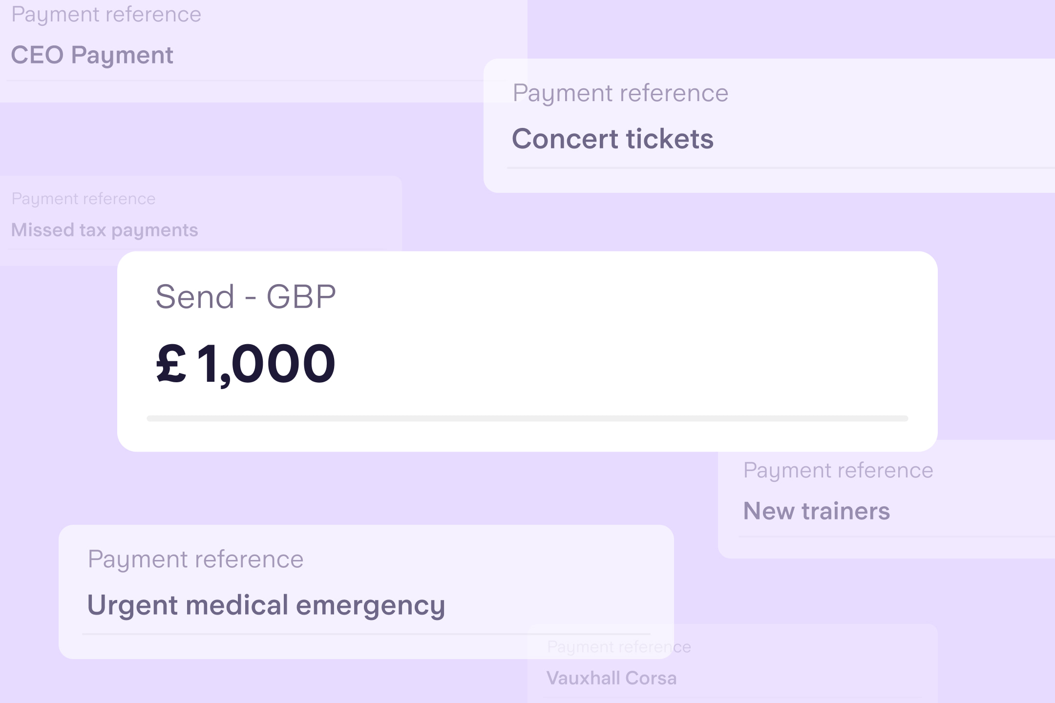 Image showing payment references for different transactions