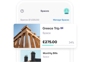 Starling app Spaces screen